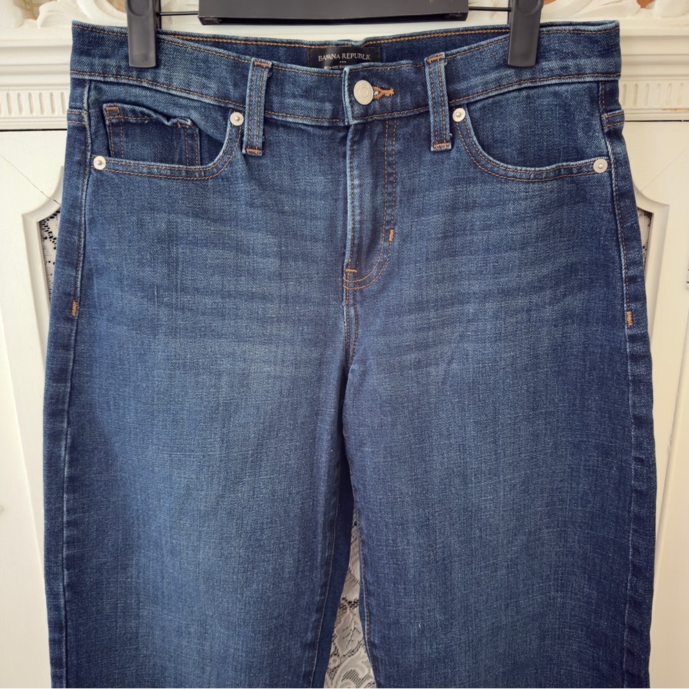 Banana Republic High Rise Dark Wash Barrel Jeans - Picture 2 of 12